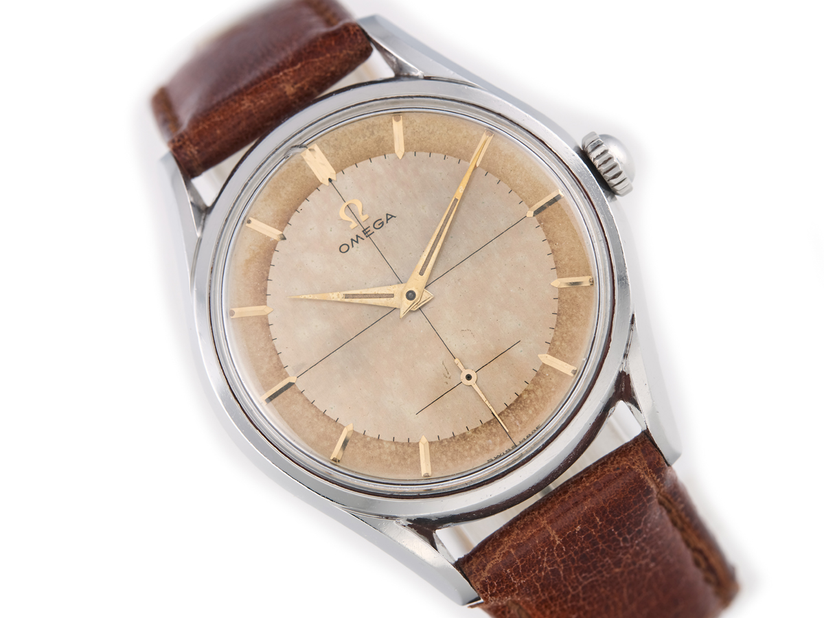 Omega Cal.266 Original Two Tone Crosshair Dial 1955 36.5mm Oversize Vintage Watch Centre